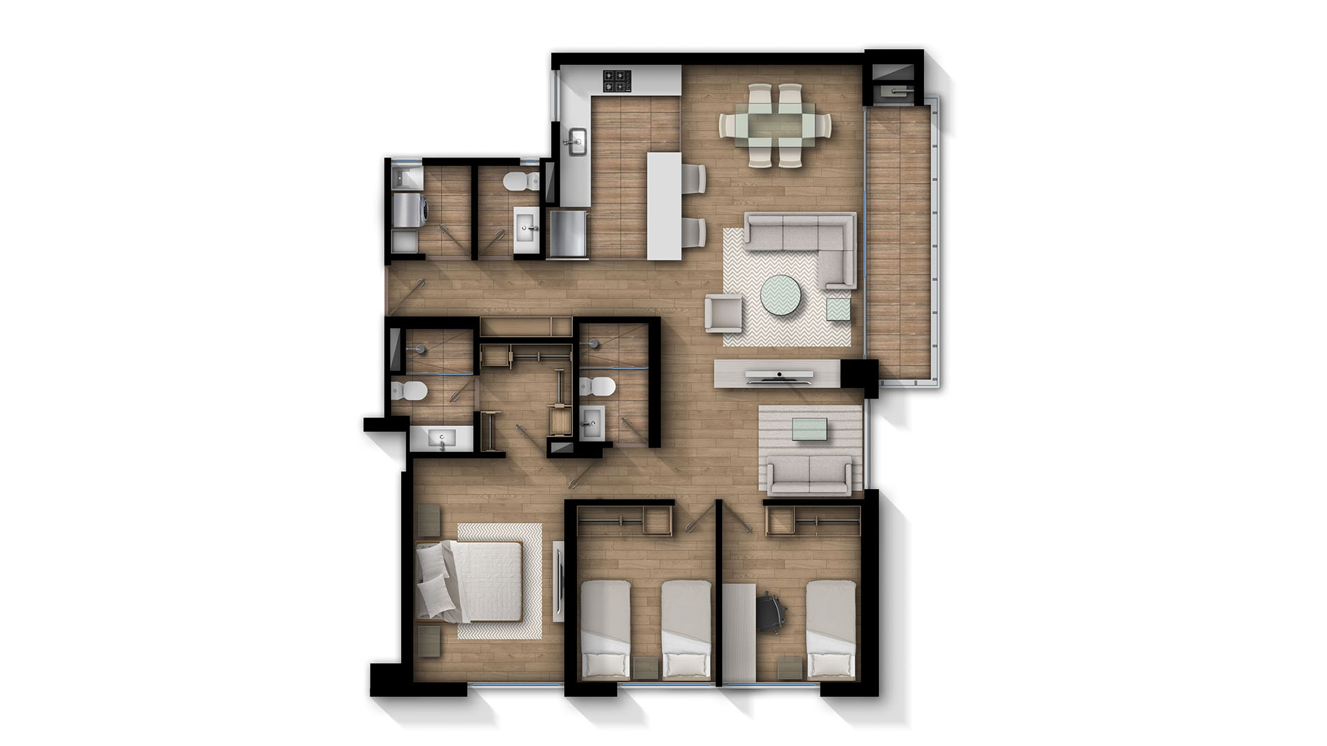 plano apartamento 108 m2 proyecto luar