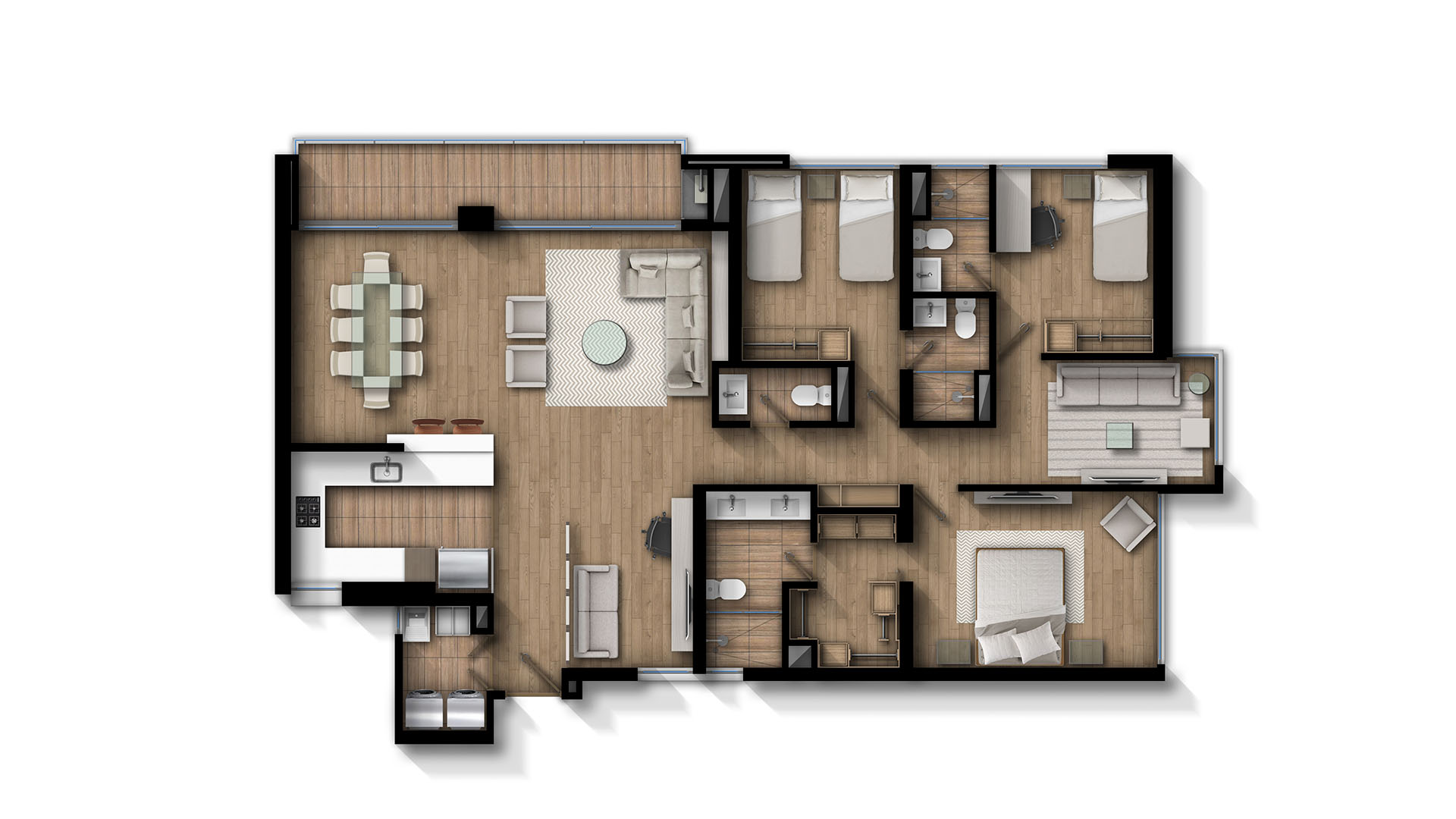 plano apartamento 137 m2 proyecto luar