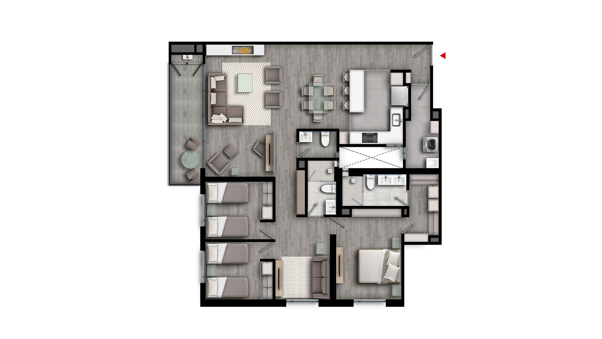 plano apartamento 132 m2 syrah