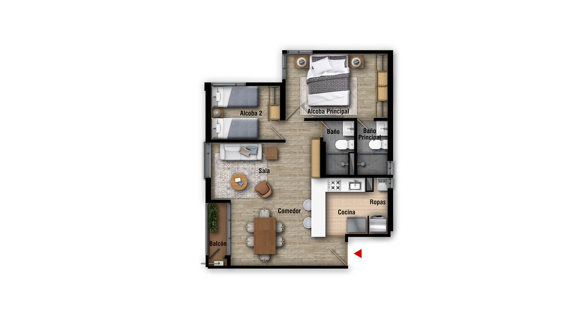 planos apartamento 62 m2 proyecto verdemonte