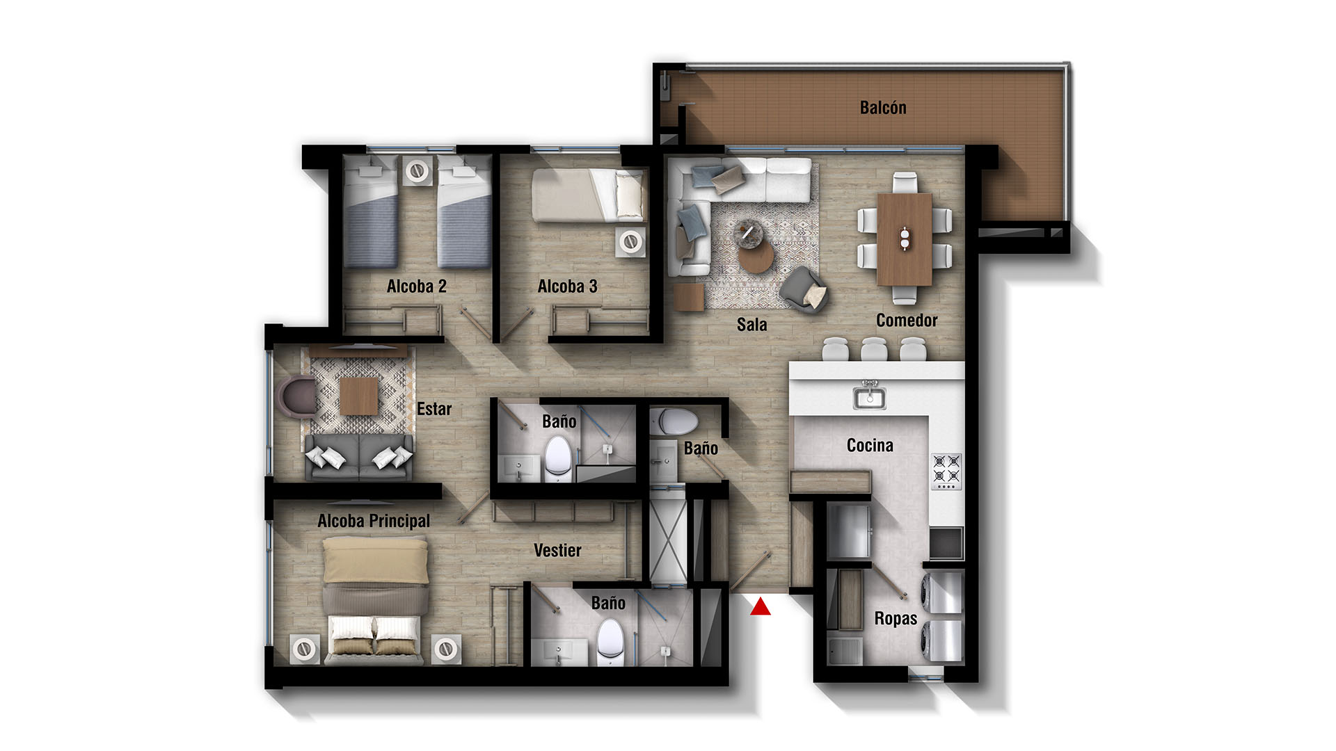 plano apartamento 97 m2 proyecto gregal