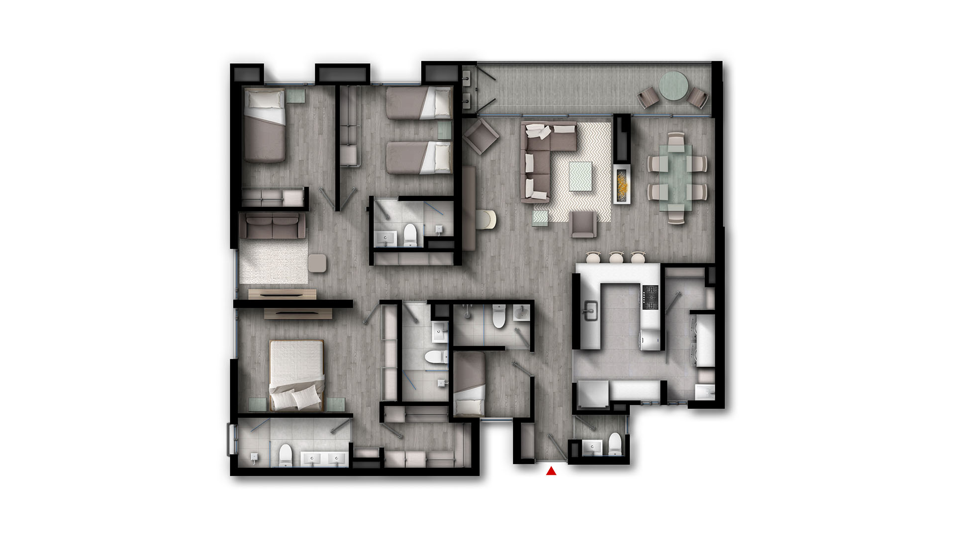 plano apartamento 157 m2 syrah