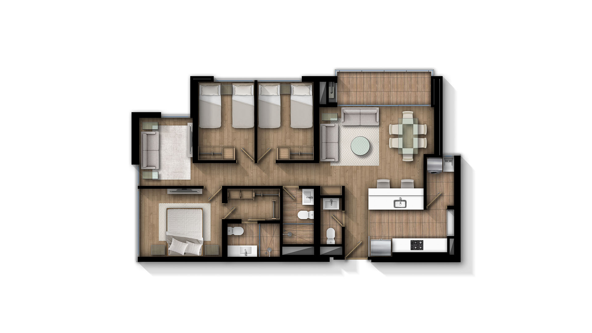 plano apartamento 98 m2 proyecto luar